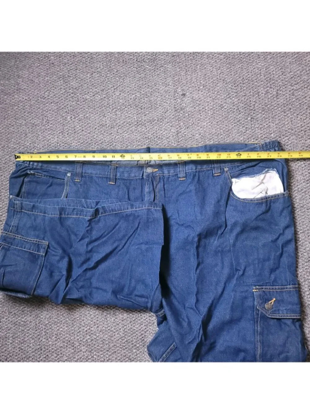Liberty Blues Cargo Jean Shorts Mens 58 Big Tall Blue Denim Elastic y2K Jorts